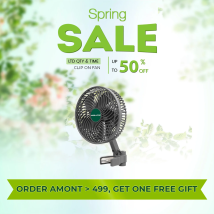 Ventilatore a clip Mars Hydro 6'' 2026, auto-oscillante, con motore DC, regolabile, per grow box, 5 pale, 10 velocità, per ambienti interni