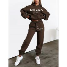 MILANO letter Printed Women Hoodie set Street Hip Hop Clothing Casual Female 2pcs Clothing Plush sweatshirt Perfect for Outdoor
