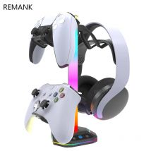 REMANK Supporto per controller di gioco PS5 per PS5 slim PS4 PC XBox Staffa per maniglia di controllo Supporto per cuffie Accessori per la conservazione Luce RGB