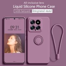 Cover per Telefono in Silicone Liquido per Xiaomi Redmi Note 15 14 Pro Plus + 13 Pro 12 5G 4G con Anello Metallico e Cinturino
