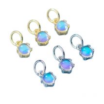 1pc 925 Sterling Silver Romantic Moonstone Inlaid Circle Charms 5mm Fine Round Silver Women Necklace Pendant DIY Jewelry Making