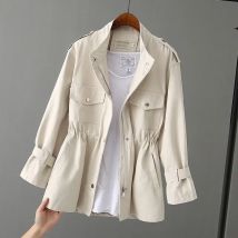 Graben Frauen Mäntel Mittlere Länge Mantel Zipper Kordelzug Hohe Taille Slim Fit Jacken Y2k Streetwear Elegante Temperament 2025, Jacke