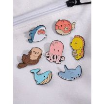 Funny Creative Cute Shark Enamel Badge Brooch Marine Animal Metal Pin Badge For Friend Gift Backpack Hat Clothing Accessories