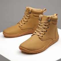 Herrenschuhe, breite Barfuß-Sneaker, Schnür-Sneaker, lässige High-Top-Wanderschuhe, leichte, weiche, atmungsaktive braune Schuhe