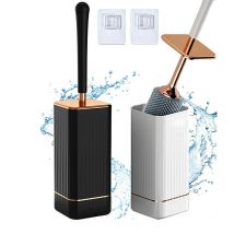 Scopino per WC con setole in silicone TPR A prova di perdite d'acqua con base Spazzola per pulizia senza angoli morti Spazzola per WC con setole morbide flessibili