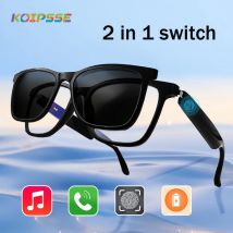 Koipsse Smart-Brille mit Mikrofon, modischer kabelloser Anruf, Sport-Sonnenbrille, 2-in-1, High-Tech-Musikwiedergabe, Anti-Blaulicht, UV