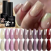 LILYCUTE Gold Aurora Glitter Gel Nagellack Frühling Nude Farbe Langlebig Französisch Für Maniküre Soak Off Nail art UV Gel Lack