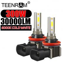 30000LM Turbo Auto Lamps 300W High Power H1 H4 H7 H11 9005 HB3 9006 HB4 Front Lights 6000K White 12V Canbus LED Headlight Bulbs