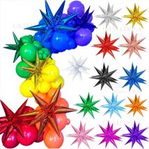 12 Point Metal Starburst Balloons Metallic Silver Gold Explosion Star Foil Balloons for Birthday Wedding Christmas Party Decor