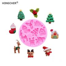 Christmas Series Bells Christmas Tree Snowman Snow House Fondant Cake Silicone Mold DIY Resin Jewelry Accessories Drip Mould