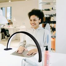 Fosoto FT-Y10II Lampada da tavolo per unghie a LED da 20 W Lampada da scrivania per manicure a mezzaluna con supporto per telefono per ciglia per unghie