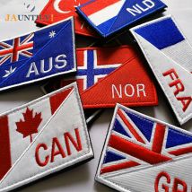 Aufnäher mit Landesflagge, bestickt, Russland, Großbritannien, Frankreich, EU, Niederlande, Flagge, taktische Applikation, Streifenabzeichen