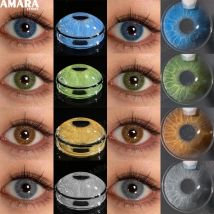 AMARA 1 Paar koreanische farbige Kontaktlinsen für Augenfarblinsen, Augenlinsen, braune Linsen, blaue Augenlinsen, grüne Kontaktlinsen