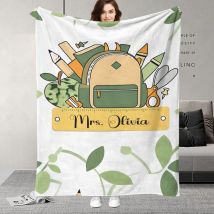 Decke mit individuellem Namen für Lehrer, Geschenk zum Lehrertag, weich und warm für Zuhause, Büro, Reisen, Camping, Ganzjahresgebrauch