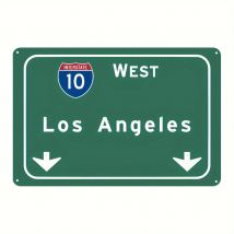 Vintage Los Angeles Interstate West Retro Blechkunst – 1 Stück 7,87 x 11,8 Zoll klassisches grünes Metallschild, langlebige Wanddekoration für Café