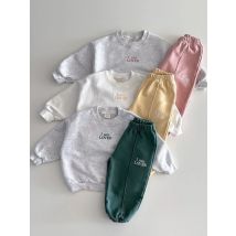 2PCS Korea Solid Color  Baby Children's Embroidered Hoodie Set of Two  Long Sleeve  Simple Polyester Cotton Casual 0-5Y