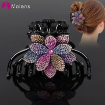 Molans Strass Blume Haarnadel Haar Krallen Für Mädchen Vintage Haar Clips Haar Zubehör Für Frauen Glänzende Pferdeschwanz Kopfbedeckung
