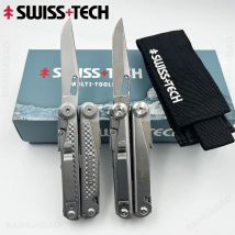 SWISS TECH 18-in-1-EDC-Multitool-Zange, multifunktionales Kombinationswerkzeug, tragbare Klappschere, Sägeblatt, Outdoor-Ausrüstung