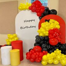 123 Stück Rot Schwarz Gelb Luftballons Girlande Bogen Kit Polka Dot Bälle Geburtstag Thema Party Dekoration Babyparty Abschlussballon