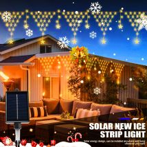 Solarleuchten für den Außenbereich, Neujahrsdekoration, Eiszapfen, Pentagramm-Lichterkette, 8 Beleuchtungsmodi, Garten, Terrasse, Treppe, Dekorlampen