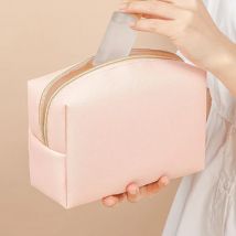 Pu Leder wasserdichte Kosmetik tasche einfarbige Make-up-Tasche tragbare Reise Kosmetik Veranstalter Kultur beutel Reiß verschluss Make-up Fall