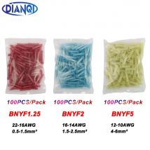 BNYF1.25 prensado en frío, largo aislamiento completo juntas medias conectores de empalme de latón de nailon 100 piezas terminal AWG22-16 0,5-1.5 mm2 BNYF