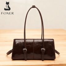 FOXER 2026 New Women's Shoulder Bag Genuine Leather Retro Female Tote Underarm Bag Versatile Large Capacity Handbag