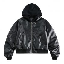 Trendy Marke Mit Kapuze Pu Leder Jacke Männer Frühling und Herbst High Street Plissee Ärmel Lose Leder Jacke für Männer