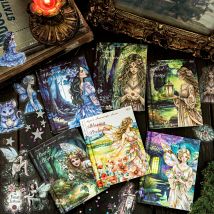 40 Sheets Gothic Magic Character Sticker Pack Dark Theme Vintage PET Stickers for Scrapbooking DIY Craft Decoration