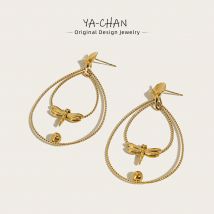YACHAN 18 Karat vergoldete Edelstahl Ohrringe für Frauen kreative Libelle Ginkgo blatt Tropfen Ohrringe trend igen Schmuck