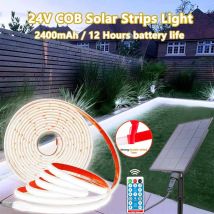 Strisce luminose al neon solari COB da 2400 mAh Luci flessibili DC 24 V Striscia LED bianca calda impermeabile IP67 per la decorazione esterna del giardino