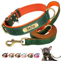 Personalisiertes Hundehalsband, Leine, PU-Leder, Hundehalsbänder, Haustierseil, gravierte Haustier-ID-Namenskette für kleine große Hunde, weich gepolstert