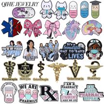 Fisioterapia Odontologia Medical Symbol Caduceus Snake Enamel Pins Bowknot Stethoscope Capsules Brooch Doctor Nurse Brooch Badge