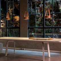SANDYHA Modern Minimalist Chandelier Restaurant Bar Imitation Wood Grain Small Pendant Light Hotel Bedroom Bedside Lamp Decor