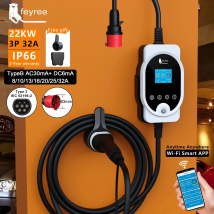 feyree 22KW EV Caricatore portatile Type2 Cavo 32A 3 fasi EVSE Wallbox Wi-Fi APP Stazione di ricarica rapida intelligente per veicoli elettrici