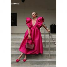 Lena Satin Long Party Evening Dresses for Special Occasions Backless V-neck A Word Gala Dress Women Elegant Party Loose Woman
