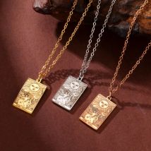 LIKGREAT Tarot-Karten-Halskette The Sun Tarots Edelstahl-Halsketten Weissagung Major Arcana Schmuck Geschenk Viel Glück Talisman