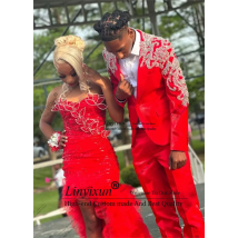 Abiti da uomo di design con diamanti di lusso Slim Fit Smoking da sposo da sposa Set da 2 pezzi Giacca da ballo maschile lucida Personalizzata Ropa hombre