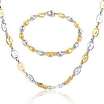 Edelstahl Kaffeebohnen Link Puffed Marina Kette Halskette für Herren Damen Modeschmuck