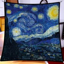 90 cm Starry Sky Imitation Twill Mode Seide Schal Platz Frauen Hijab Bandana Foulard Kopf Schal Van Gogh Ölgemälde kopftuch