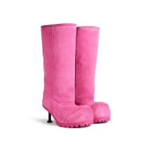 Woman Pink Snow Boots Big Round Toe High Heel All-Match Knee-High Slip On Long Boots Solid Color Warm Shoes 2024 New arrival