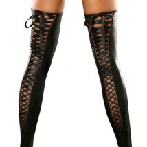 Fashion Women's Stockings Lingerie Sexy Clubwear Thigh-High Sock Patent Leather Female Bandage Long Socks