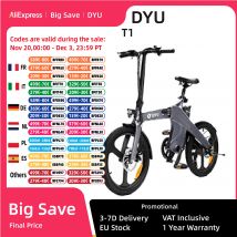 DYU T1 Bici Elettrica 250W Motore Brushless 36V10AH Batteria Al Litio E-bike Adulto 20 pollici Pneumatico Piega Bicicletta Elettrica