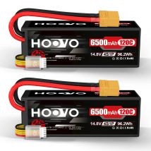 Batteria Lipo HOOVO 4S 14.8V 6500mAh 120C Batteria RC Custodia rigida con spina XT90 per RC Buggy Truggy Boat Racing Drone FPV Hobby