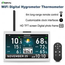 10.1 Inch WiFi Weather Station with Remote Control HD TFT Digital Photo Frame Indoor Thermometer Hygrometer（No Outdoor Data）