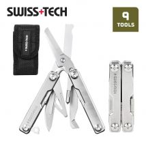 Forbici di salvataggio multiutensile SWISS TECH 9 in 1 con coltello pieghevole compatto e set di strumenti per bisturi, strumento di emergenza per sopravvivenza all'aperto EDC