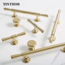 Solid Bright Gold Brass 160mm Pull Cabinet Knobs T Bar Funiture Wardrobe Appliance Handle Cabinet Knobs and Handles Drawer Knobs