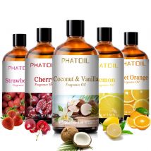 PHATOIL 100ml Aromatherapy Fragrance Oil Coconut & Vanilla Strawberry Cherry Lemon 1/2/3pcs Aroma Oil For Diffuser Candle Making
