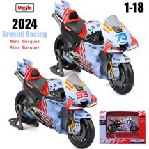 Maisto 1:18 2024 Gresini Racing MotoGP # 93 Marc Marquez # 73 Giocattolo regalo da collezione di modelli di motociclette in lega di fusione Alex Marquez