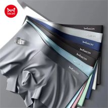 MIIOW 3 pezzi biancheria intima da uomo in seta di ghiaccio boxer in fibra metallica antistatica mutande da uomo senza soluzione di continuità orlo tagliato mutandine da uomo boxer pantaloncini tronco